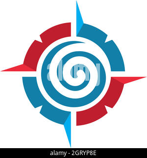 Vortex Wind Kompass Konzept Logo Symbol Vektor-Design Stock Vektor