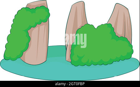 Felsen im Meer Symbol, Cartoon Stil Stock Vektor