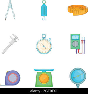 Werkzeuge für verschiedene Arten von Berechnungen Symbole gesetzt Stock Vektor