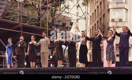 25. September 2021, Argentinien, Buenos Aires: tangotänzer während der Finalrunde der Tango-Weltmeisterschaft. Stockfoto