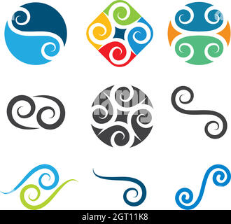 Vortex Logo Icon Welle und Spiralvektor Stock Vektor