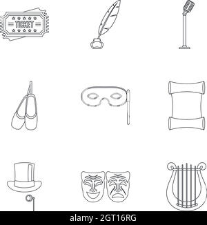 Concert-Symbole eingestellt, Gliederungsstil Stock Vektor