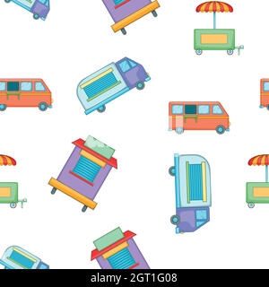 Verkauf von Lebensmitteln auf der Straße Muster, Cartoon-Stil Stock Vektor