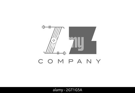 Z ZZ grau weißes Alphabet Logo Symbol für Unternehmen mit geometrischen Stil. Kreatives Buchstabenkombinationsdesign für Unternehmen und Unternehmen Stock Vektor