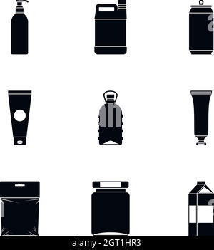 Pack Icons Set, schlichter Stil Stock Vektor