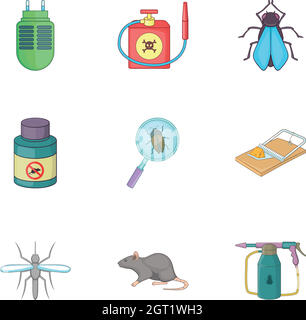 Home Schädlingsbekämpfung, Symbole, Cartoon Stil Stock Vektor