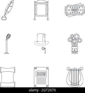 Leistung Symbole gesetzt, outline Style Stock Vektor