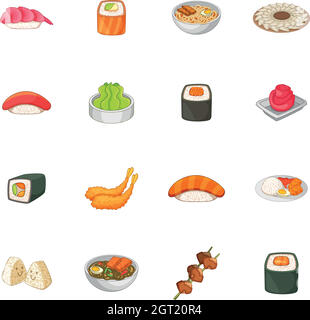 Japanisches Essen Symbole, Cartoon Stil Stock Vektor