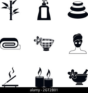 Schönheit Icons Set, einfachen Stil Stock Vektor