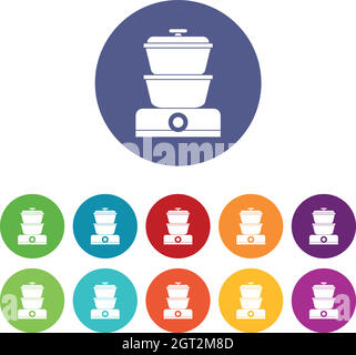 Symbole für die Dampfgarer-Einstellung Stock Vektor