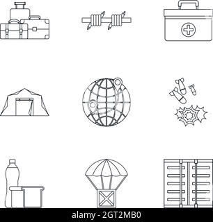 Symbole für das linke Land eingestellt, Umrissstil Stock Vektor