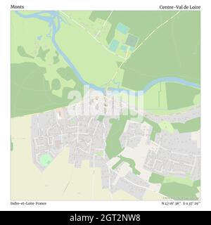 Monts, Indre-et-Loire, Frankreich, Centre-Val de Loire, N 47 16' 38'', E 0 37' 29'', map, Timeless Map veröffentlicht im Jahr 2021. Reisende, Entdecker und Abenteurer wie Florence Nightingale, David Livingstone, Ernest Shackleton, Lewis and Clark und Sherlock Holmes haben sich bei der Planung von Reisen zu den entlegensten Ecken der Welt auf Karten verlassen.Timeless Maps kartiert die meisten Orte auf der Welt und zeigt die Verwirklichung großer Träume Stockfoto