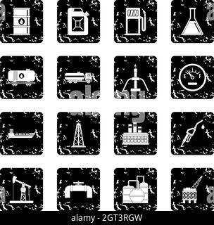 Öl Industrie Artikel Icons set Stock Vektor