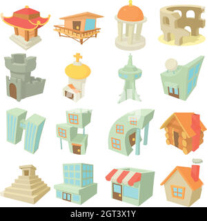 Andere Architektur Symbole, Cartoon Stil Stock Vektor