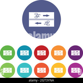Straße für Radfahrer Symbole setzen Stock Vektor