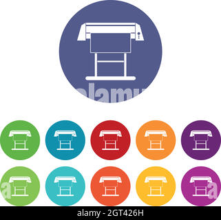 Symbole für großformatige Tintenstrahldrucker Stock Vektor
