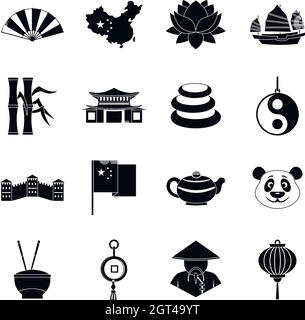 China reisen Symbole Symbole, einfachen Stil Stock Vektor