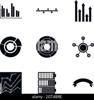 Success Statistics Symbole gesetzt, einfachen Stil Stock Vektor