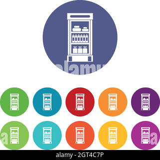 Produkte im Supermarkt Kühlschrank Set Symbole Stock Vektor