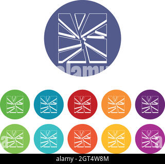 Symbole für zerbrochene Glasscheiben Stock Vektor