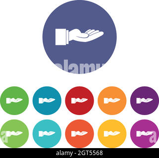 Symbole für ausgestreckte Handgesteneinstellung Stock Vektor