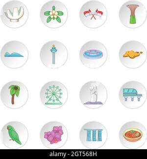 Singapur Reise Icons set Stock Vektor