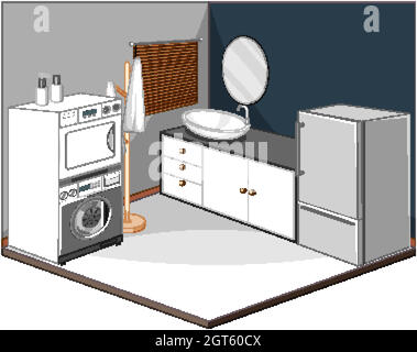 Waschküche mit Möbeln Stock Vektor