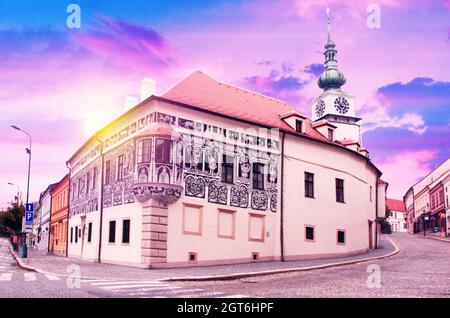 Třebíč Straße, Stadt in der Tschechischen Republik. Stockfoto