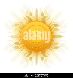 Flaches Bitcoin-Symbol. Krypto-Währung Bitmünze. Kryptowährung-Emblem. Vektorgrafik. Stock Vektor