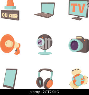 Tidings Icons Set, Cartoon-Stil Stock Vektor
