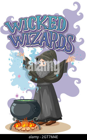 Logo der Wicked Wizards auf weißem Hintergrund Stock Vektor