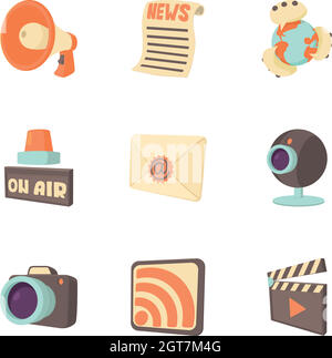 Neueste Nachrichten Icons Set, Cartoon-Stil Stock Vektor