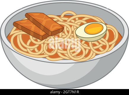 Udon nudeln Symbol, Cartoon Stil Stock Vektor