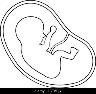 Baby im Mutterleib Symbol, outline Style Stock Vektor