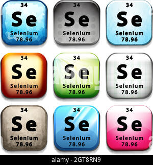 Eine Schaltfläche mit dem Element Selen Stock Vektor
