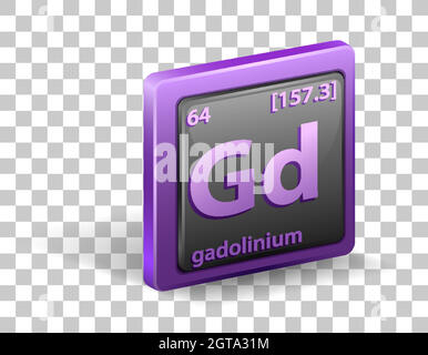 Gadolinium chemisches Element. Chemisches Symbol mit Ordnungszahl und atomarer Masse. Stock Vektor