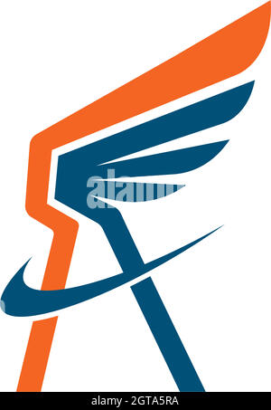 Flügel ein Buchstabe Logo Konzept Symbol Vektor Illustration Stock Vektor