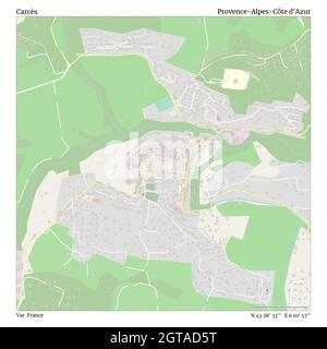 Carcès, Var, Frankreich, Provence-Alpes-Côte d'Azur, N 43 28' 33'', E 6 10' 57'', map, Timeless Map veröffentlicht im Jahr 2021. Reisende, Entdecker und Abenteurer wie Florence Nightingale, David Livingstone, Ernest Shackleton, Lewis and Clark und Sherlock Holmes haben sich bei der Planung von Reisen zu den entlegensten Ecken der Welt auf Karten verlassen.Timeless Maps kartiert die meisten Orte auf der Welt und zeigt die Verwirklichung großer Träume Stockfoto