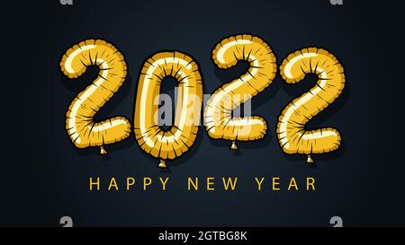 Frohes neues Jahr 2022 mit Text Ballon Vektor Illustration. Das Design von 2022 ist für Grüße, Einladungen, Banner oder Hintergrund ähnlich Stock Vektor