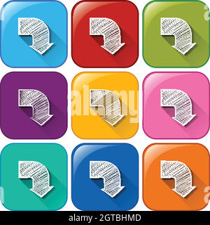 Abgerundete Tasten mit Pfeilen Stock Vektor