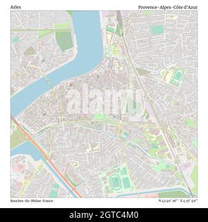 Arles, Bouches-du-Rhône, Frankreich, Provence-Alpes-Côte d'Azur, N 43 40' 36'', E 4 37' 49'', map, Timeless Map veröffentlicht im Jahr 2021. Reisende, Entdecker und Abenteurer wie Florence Nightingale, David Livingstone, Ernest Shackleton, Lewis and Clark und Sherlock Holmes haben sich bei der Planung von Reisen zu den entlegensten Ecken der Welt auf Karten verlassen.Timeless Maps kartiert die meisten Orte auf der Welt und zeigt die Verwirklichung großer Träume Stockfoto