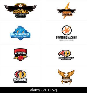 Set von modernen Maschinen Energie Abzeichen Logo Design Stock Vektor