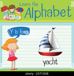 Flashcard Buchstabe Y ist für Yacht Stock Vektor