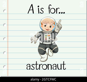 Flashcard Buchstabe A ist für Astronaut Stock Vektor