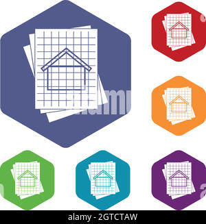 Haus Plan Icons set Stock Vektor