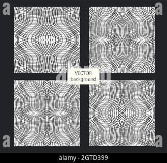 Satz von abstrakten nahtlosen Hintergrundmustern von Hand gezeichnet. Schwarz-Weiß-Vektorgrafik, Stoffmuster, Tapete. Stock Vektor