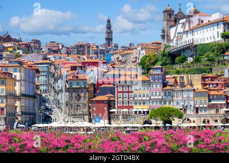 Blick auf den alten Stadtteil Ribeira, Porto, Portugal Stockfoto