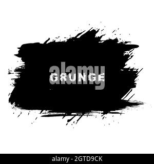 Schwarzer Pinsel städtischen Grunge Hintergrund. Distress-Vektor-Textur. Trendige Form für Abzeichen, Embleme, Rahmen, Etiketten, Briefmarken. Pinselstriche Stock Vektor