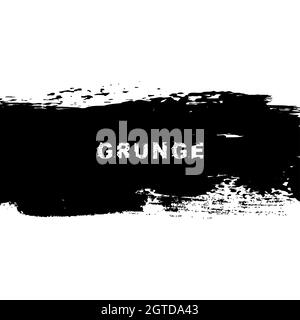 Schwarzer Pinsel grunge Hintergrund. Distress-Vektor-Textur. Isoliert. Trendige Form für Abzeichen, Embleme, Rahmen, Etiketten und Stempel. Pinselstriche Stock Vektor