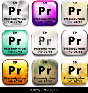 Ein Symbol mit der Chemikalie Praseodym Stock Vektor